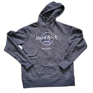Hard Rock Hotel Vallarta French Terry Heathered Blue Pullover Hoodie Women Sz S
